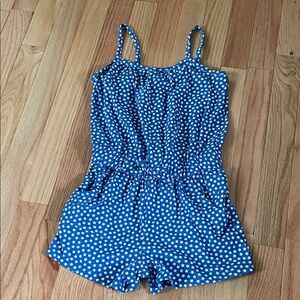 Cat & Jack Romper Girls 6 Blue White Star Print Patriotic USA Summer Beach